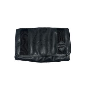 Buffalo David Bitton Black Leather 3-Conpartment Hanging Dop Kit Men’s Travel